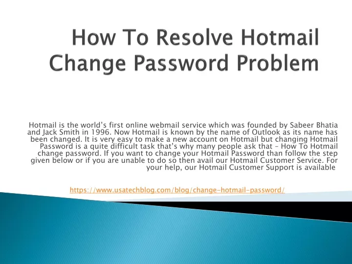 how to resolve hotmail change password problem