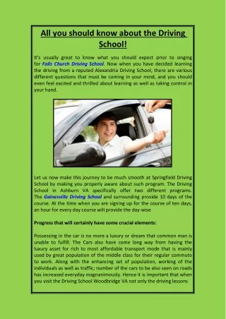 all you should know about the driving school