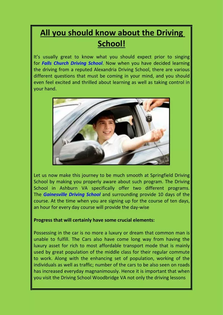 all you should know about the driving school