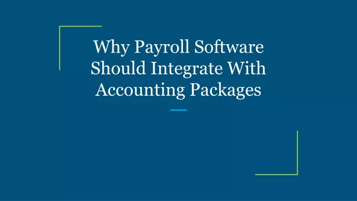 why payroll software should integrate with accounting packages