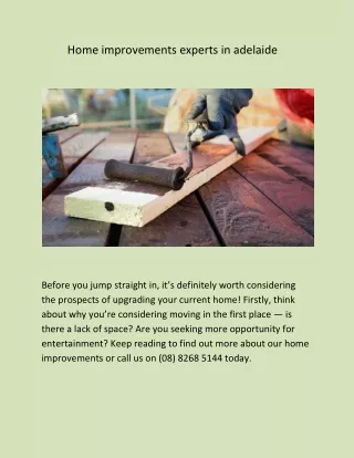 home improvements experts in adelaide
