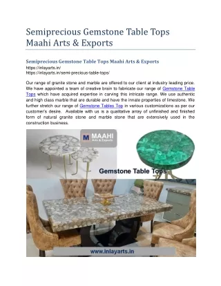 Semiprecious Gemstone Table Tops Maahi Arts & Exports