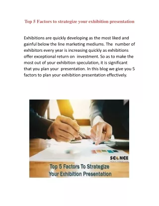 Top 5 Factors to plan your exhibition presentation!!!