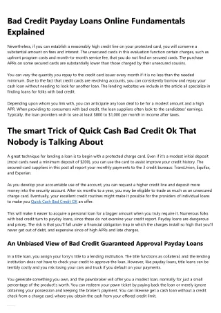 Some Known Details About Online Bad Credit Payday Loans