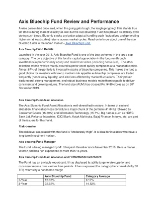 axis bluechip fund review and performance a wise