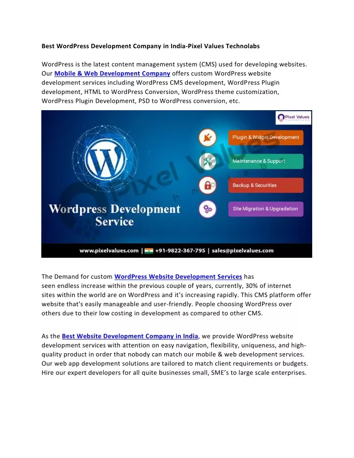 best wordpress development company in india pixel