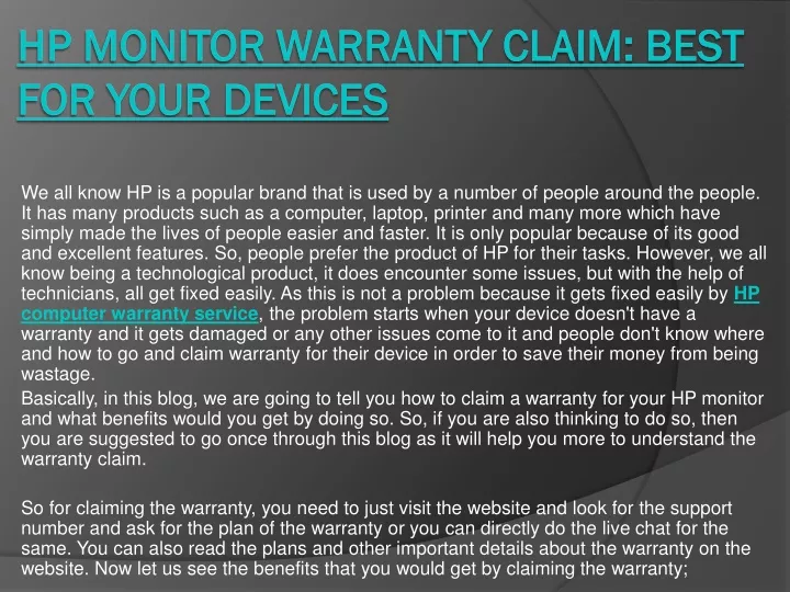 hp monitor warranty claim best for your devices