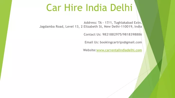 car hire india delhi