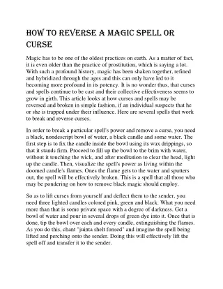 how to reverse a magic spell or curse