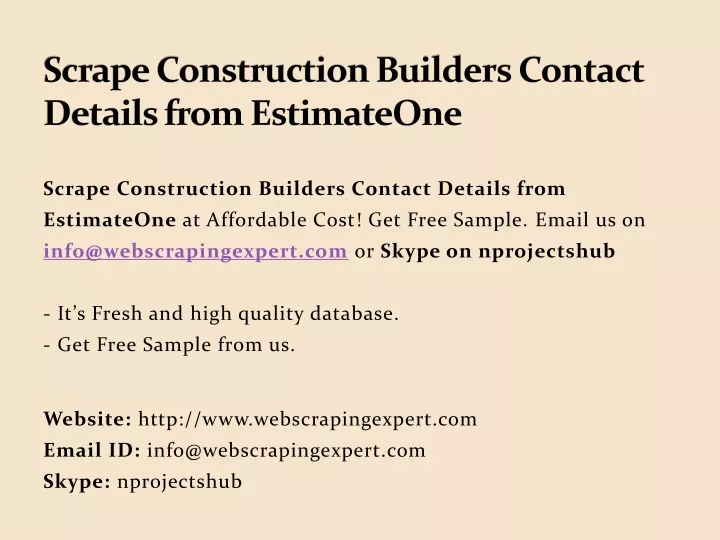 scrape construction builders contact details from estimateone