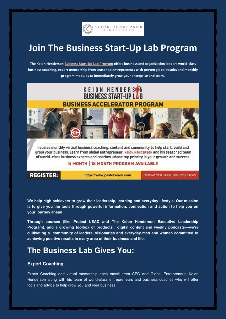 join the business start up lab program