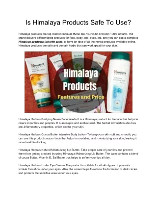 is himalaya products safe to use