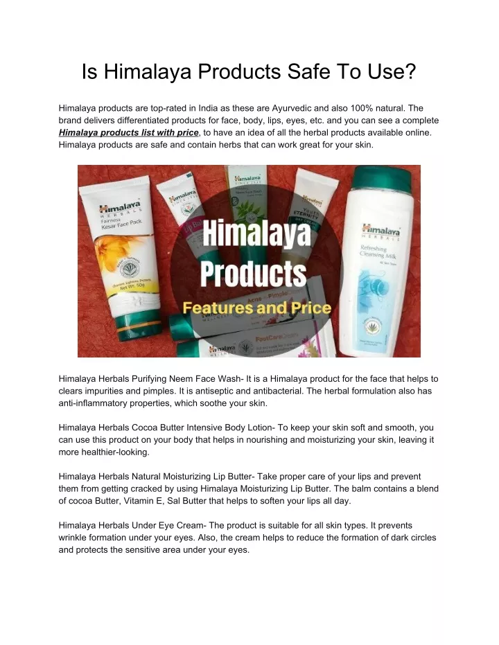 himalaya products ppt presentation