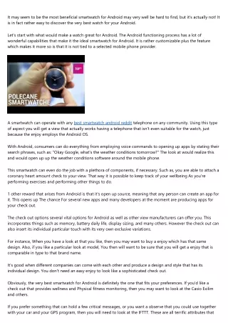 it may seem to be the most beneficial smartwatch