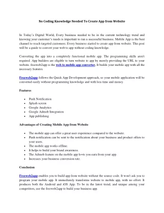 no coding knowledge needed to create app from