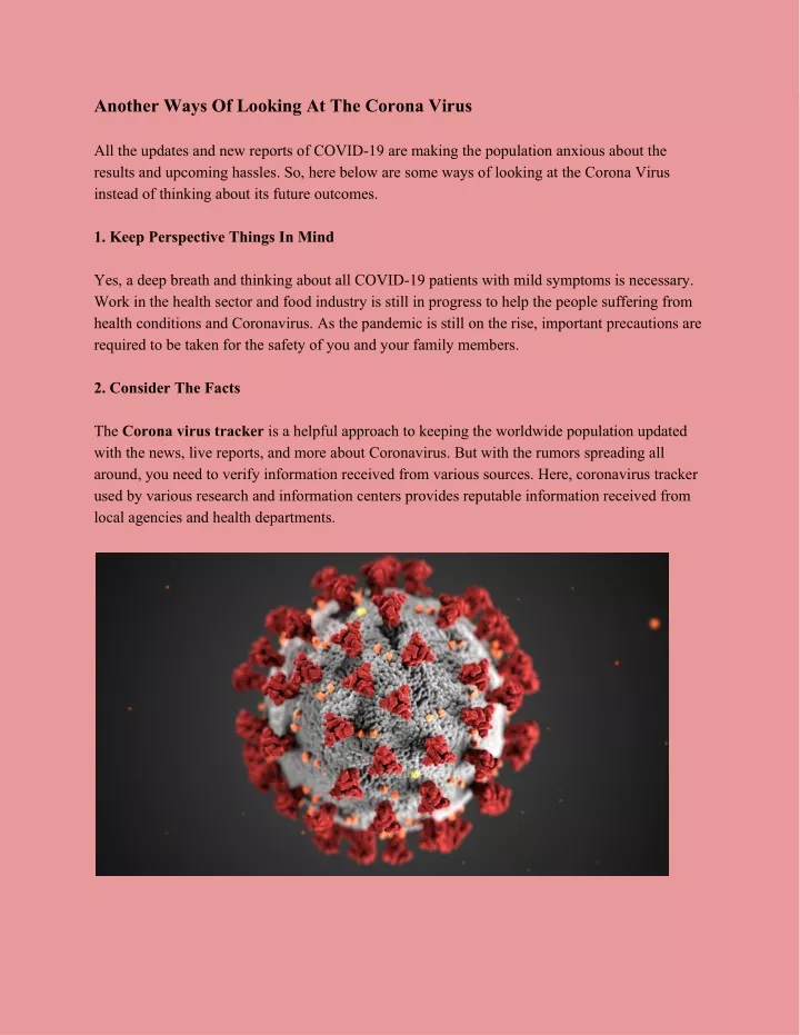 another ways of looking at the corona virus