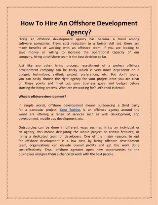 how to hire an offshore development agency hiring