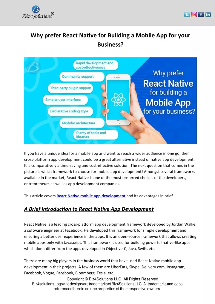 why prefer react native for building a mobile