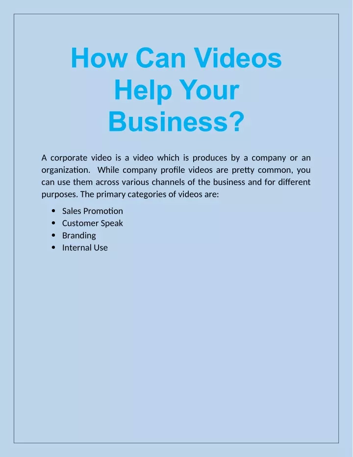 how can videos help your business