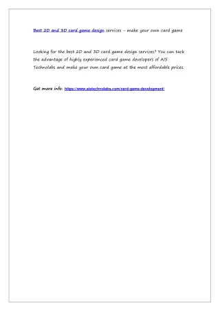 best 2d and 3d card game design services make