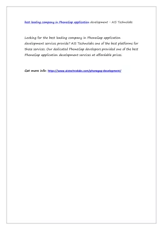 best leading company in phonegap application