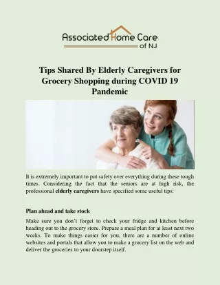 Tips Shared By Elderly Caregivers for Grocery Shopping during COVID 19 Pandemic