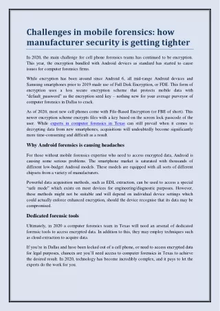 challenges in mobile forensics how manufacturer