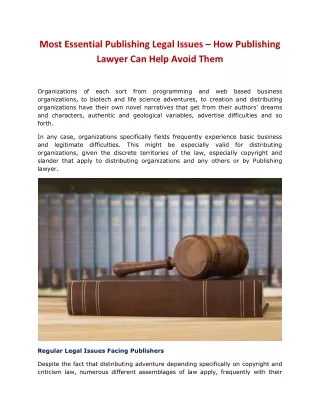 Most Essential Publishing Legal Issues – How Publishing Lawyer Can Help Avoid Them