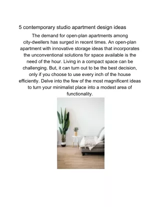 5 contemporary studio apartment design ideas