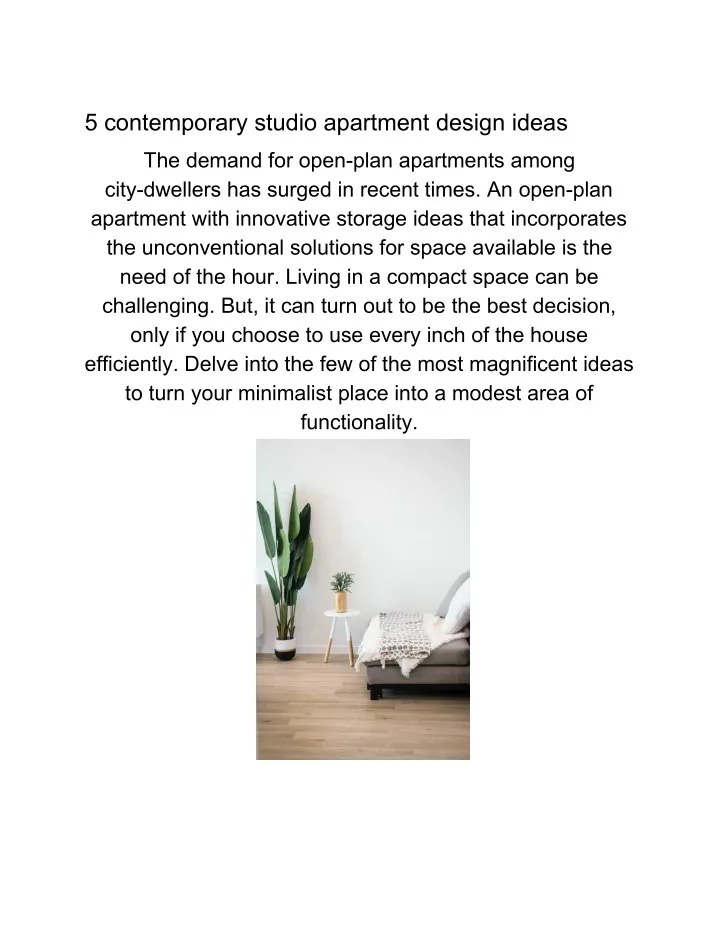 5 contemporary studio apartment design ideas