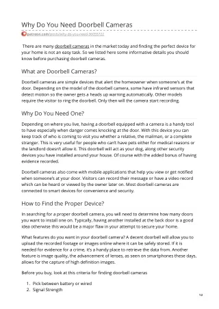 why do you need doorbell cameras