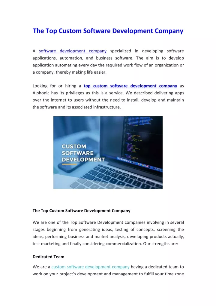 the top custom software development company