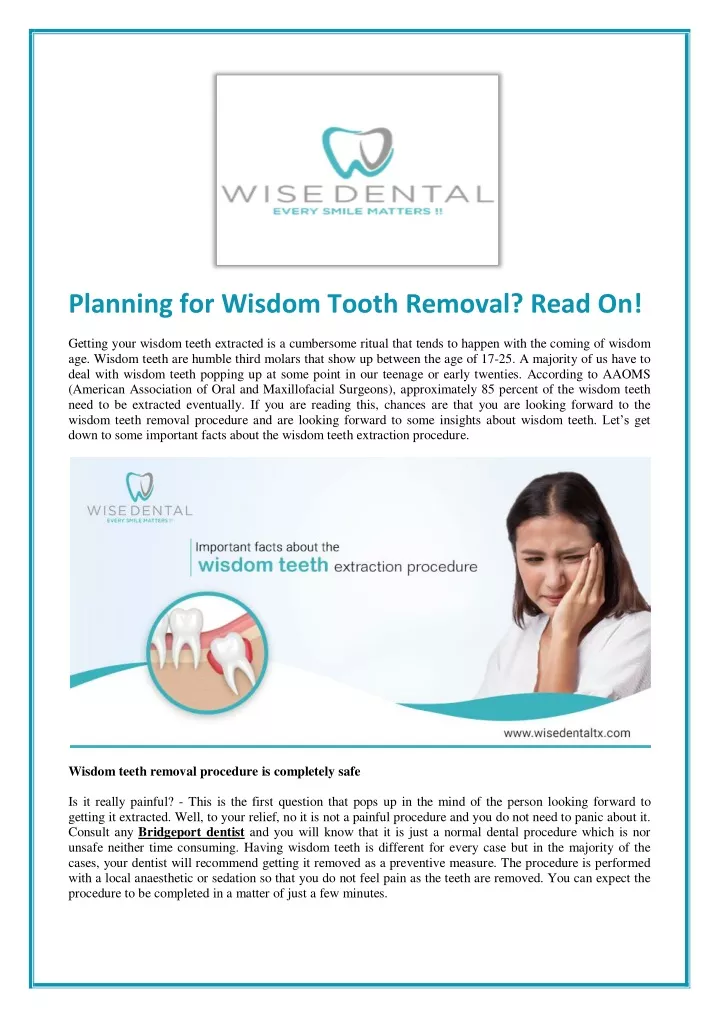 planning for wisdom tooth removal read on getting