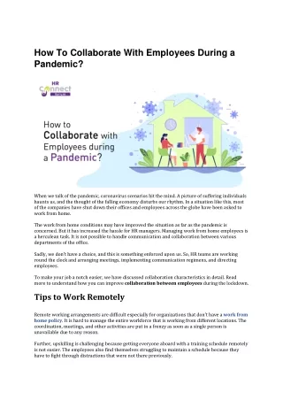 How To Collaborate With Employees During a Pandemic?