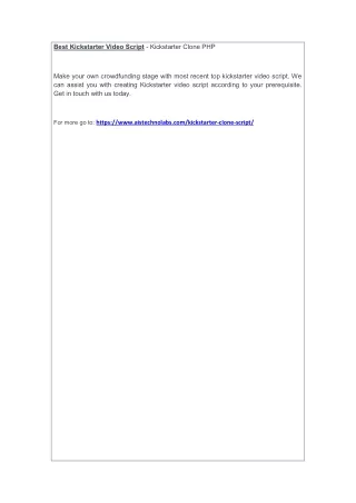 best kickstarter video script kickstarter clone