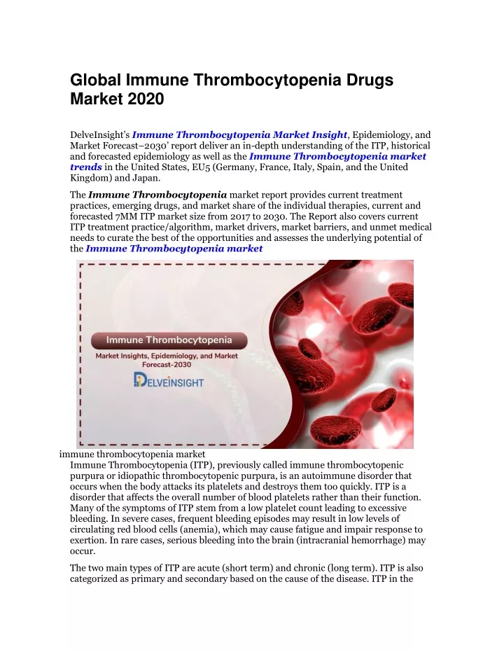 global immune thrombocytopenia drugs market 2020