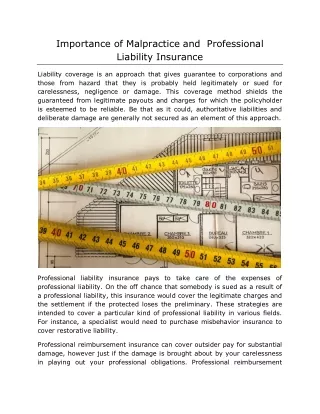 Importance of Malpractice and  Professional Liability Insurance