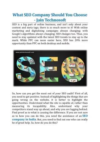 what seo company should you choose jain