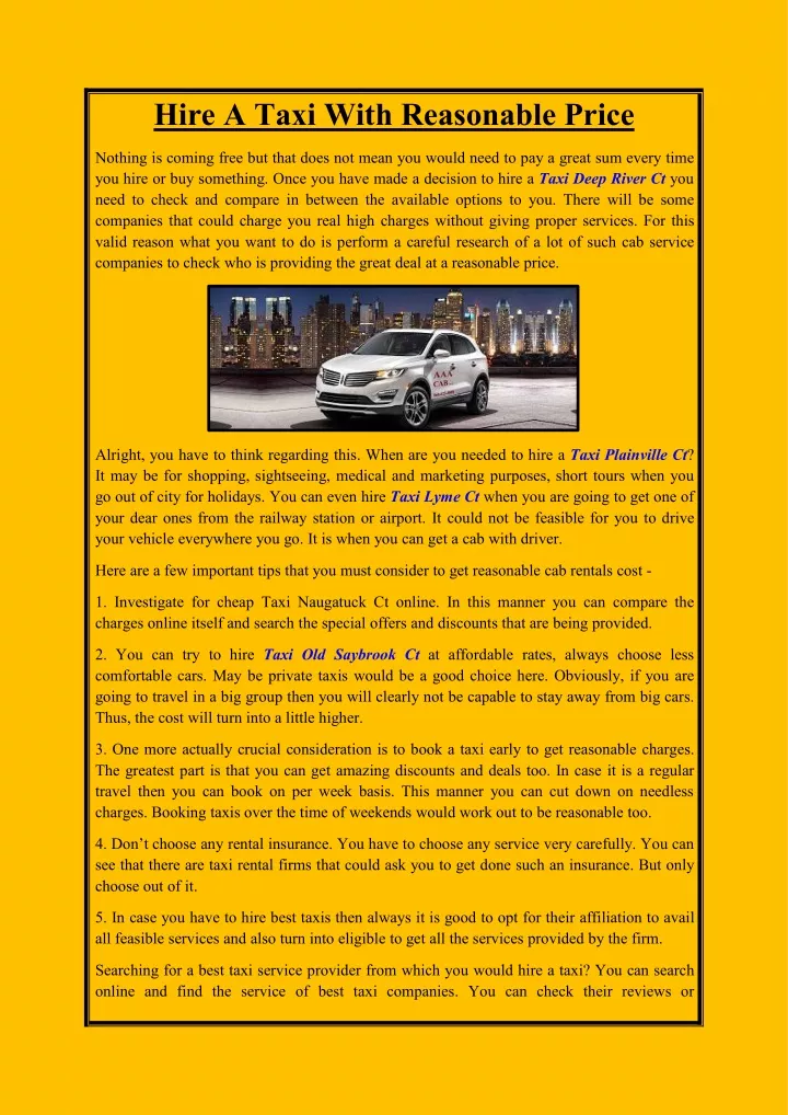 hire a taxi with reasonable price