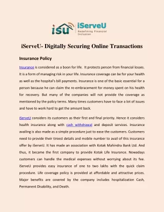 iServeU- Digitally Securing Online Transactions