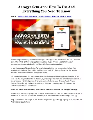 Aarogya Setu App: How To Use And Everything You Need To Know