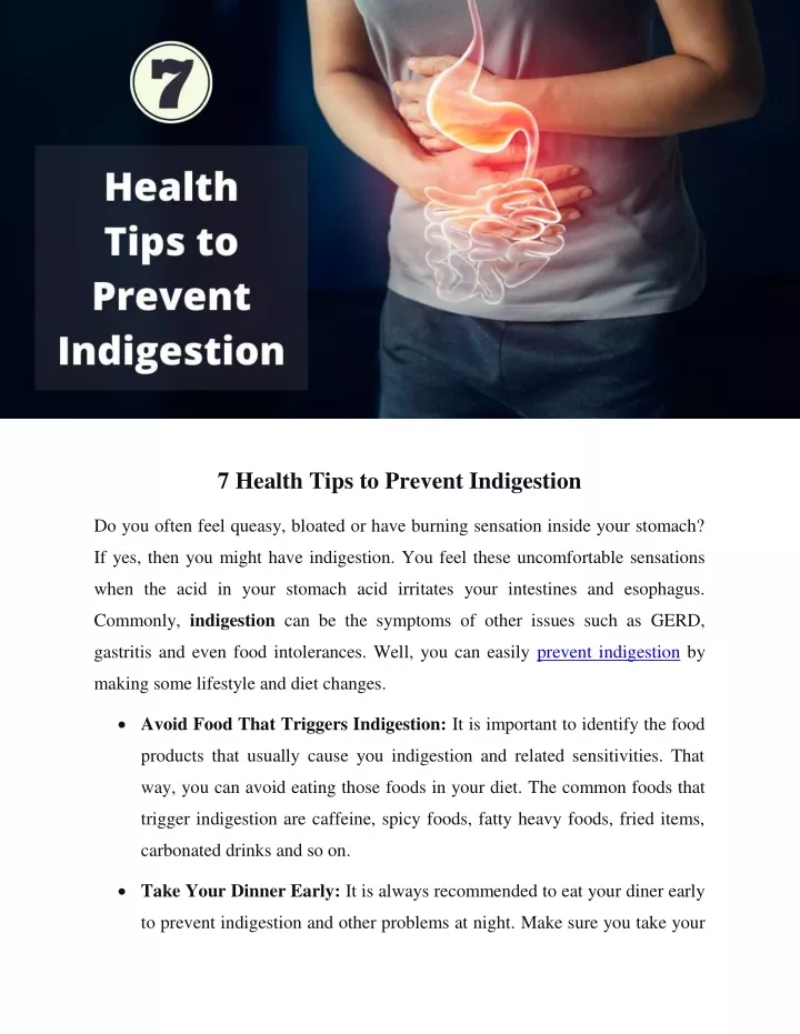 7 health tips to prevent indigestion
