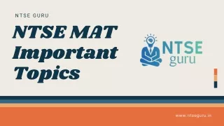 NTSE MAT Important Topics