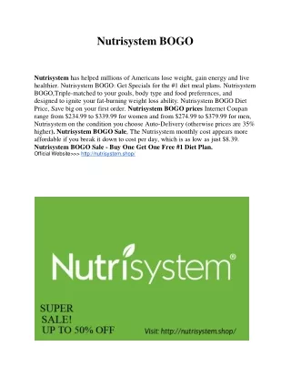 Nutrisystem BOGO