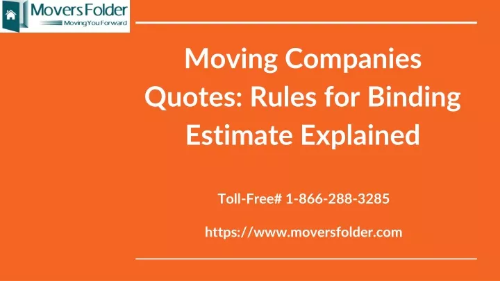 moving companies quotes rules for binding estimate explained