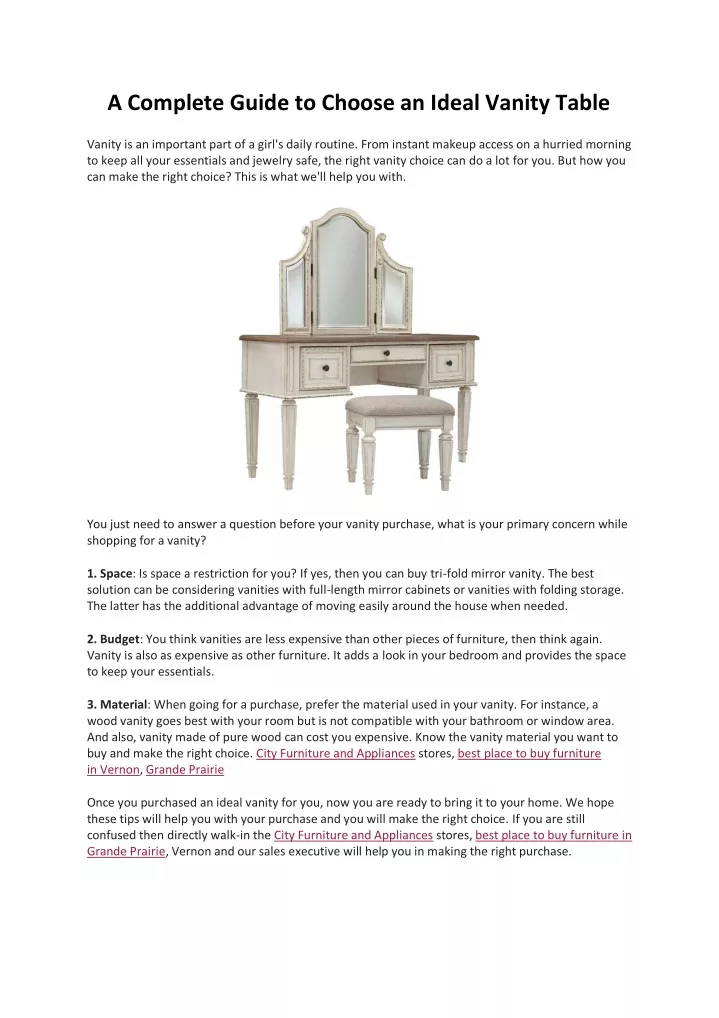 a complete guide to choose an ideal vanity table