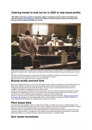 catering trends to look out for in 2020 to help