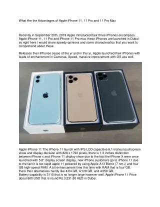 What Are the Advantages of Apple iPhone 11, 11 Pro and 11 Pro Max