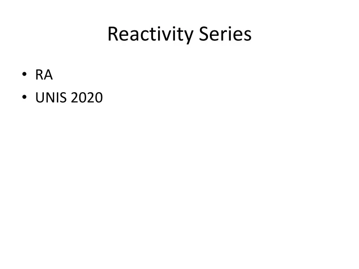 reactivity series