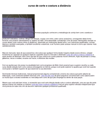 curso de corte e costura a dist ncia